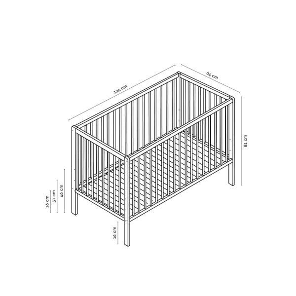 Tinynord кроватка Lassy 60x120cm, White - Tinynord