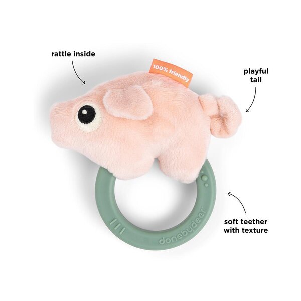 Done by Deer sensory rattle with teether Pigee Pink - Done by Deer