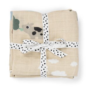 Done by Deer burp cloth 2-pack Tiny farm Sand - Done by Deer