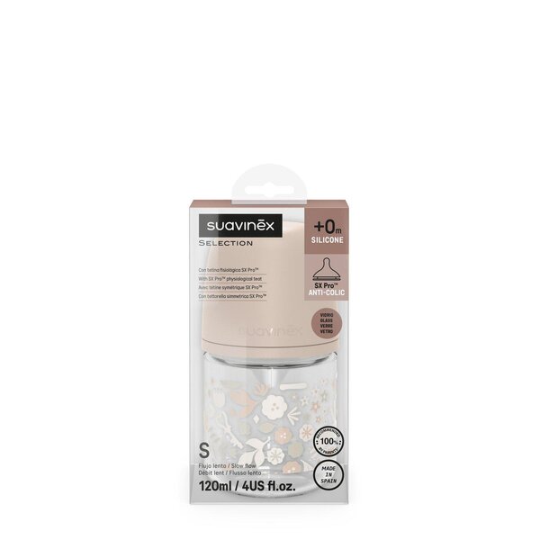 Suavinex Stikla barošanas pudele 120ml Wonderland Wond Rose - Suavinex