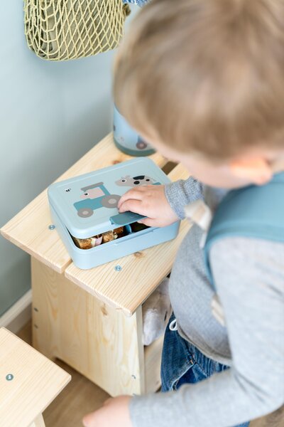 Done by Deer Lunch box w/divider Tiny farm Blue - Done by Deer