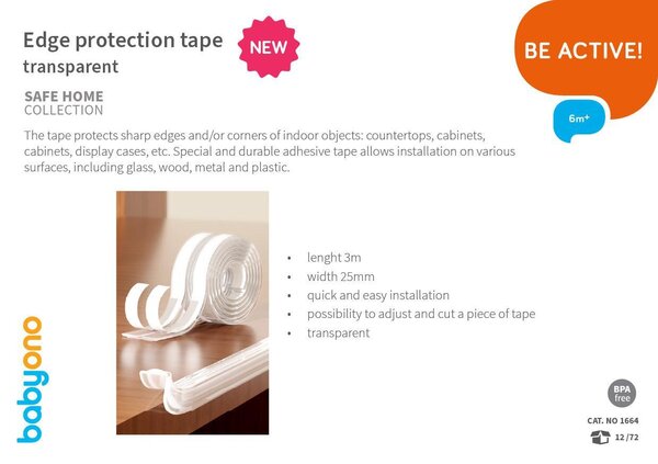 BabyOno edge protection tape, Transparent 3m - BabyOno