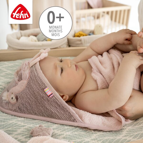 Fehn hooded bath towel 80x80cm, Flamingo - Fehn