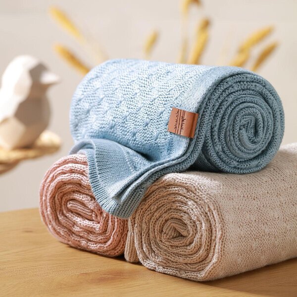 BabyOno Bamboo knitted blanket 75x100cm, Blue - BabyOno