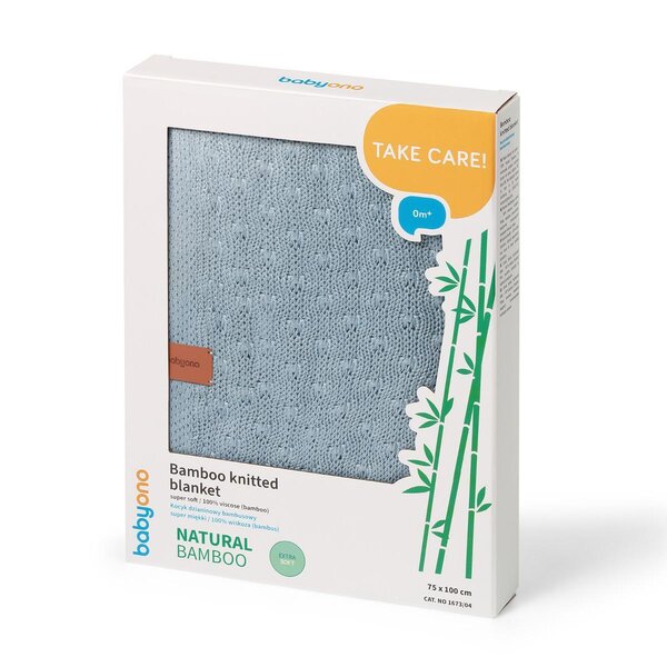 BabyOno Bamboo knitted blanket 75x100cm, Blue - BabyOno