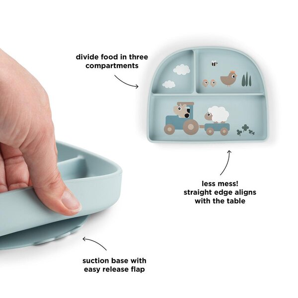 Done by Deer тарелка Stick&Stay Tiny farm Blue - Done by Deer