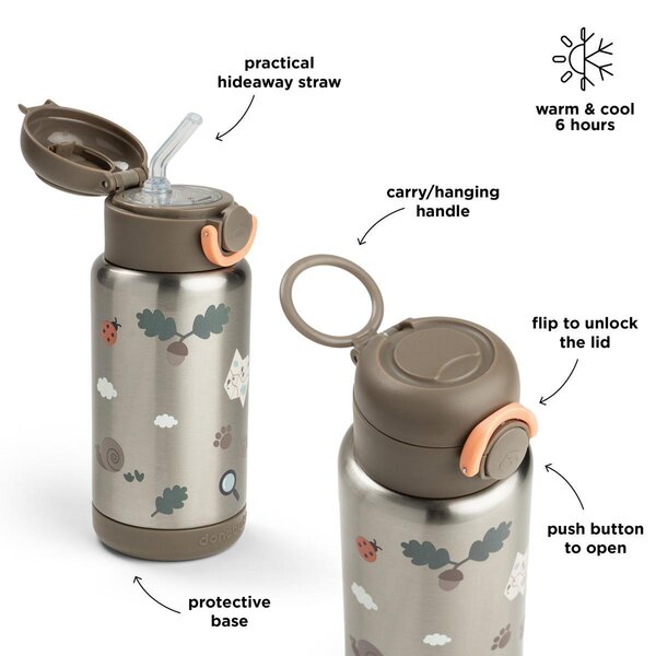 Done by Deer Insulated straw bottle Tiny trails 340ml Sand - Done by Deer