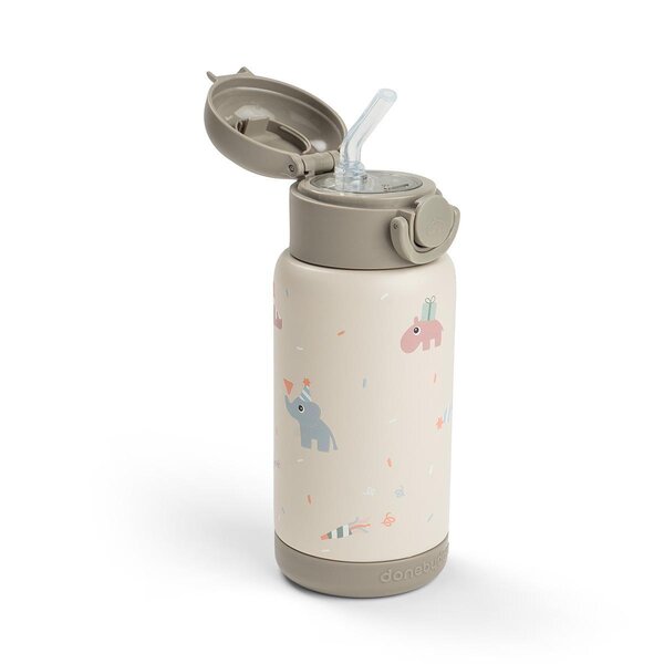 Done by Deer Insulated straw bottle Celebration 340ml Sand - Done by Deer