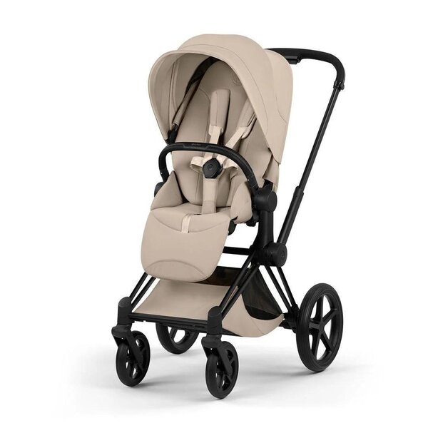 Cybex Priam Style Fold Cot 3in1 Travel System Bundle, Cozy Beige, Matt Black - Cybex