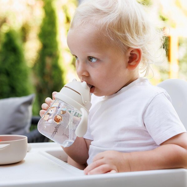 BabyOno Sippy cup with weighted straw 270ml, Beige - BabyOno