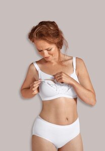 Carriwell Microfibre Lace Nursing Bra, I white - Mamalicious